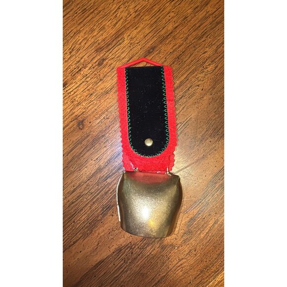 Vintage Cow Bell Embroidered Strap Switzerland Decorative Brass Swiss - Picture 3 of 5
